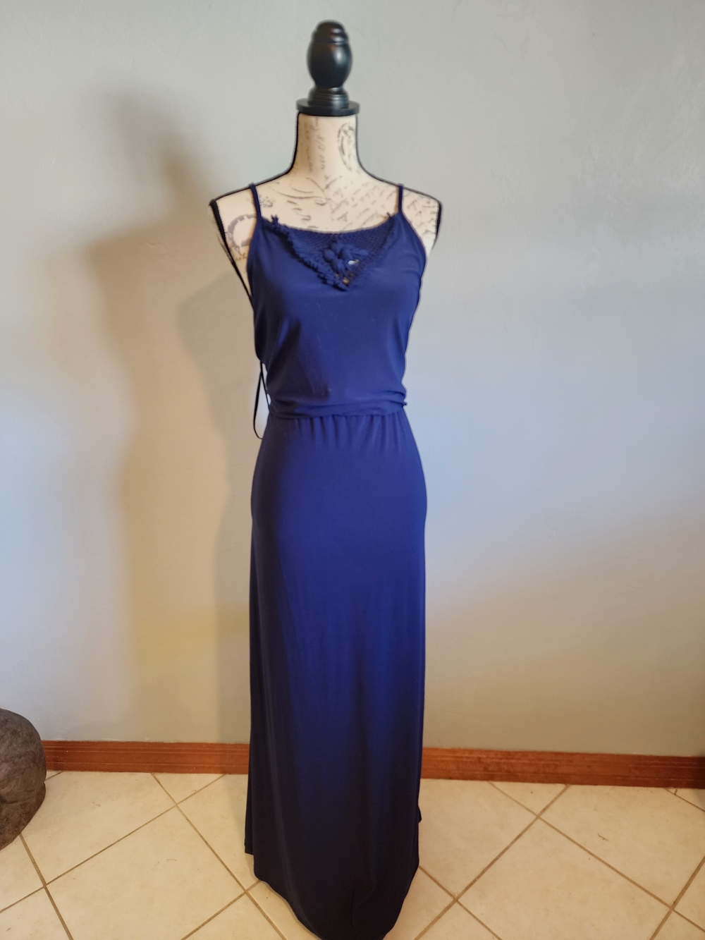 Banana Republic Navy Blue Spaghetti-Strap Maxi Dress